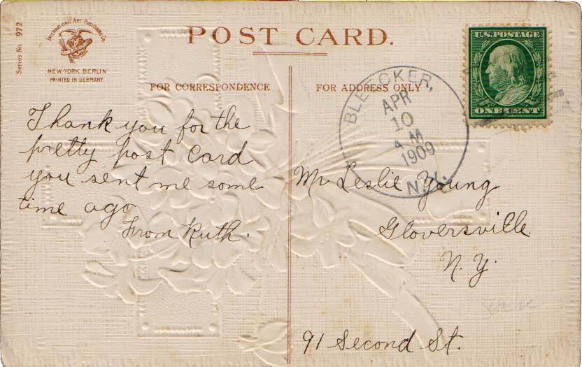 New York Bleecker 1909 4a-bar  1840-1918  PC.