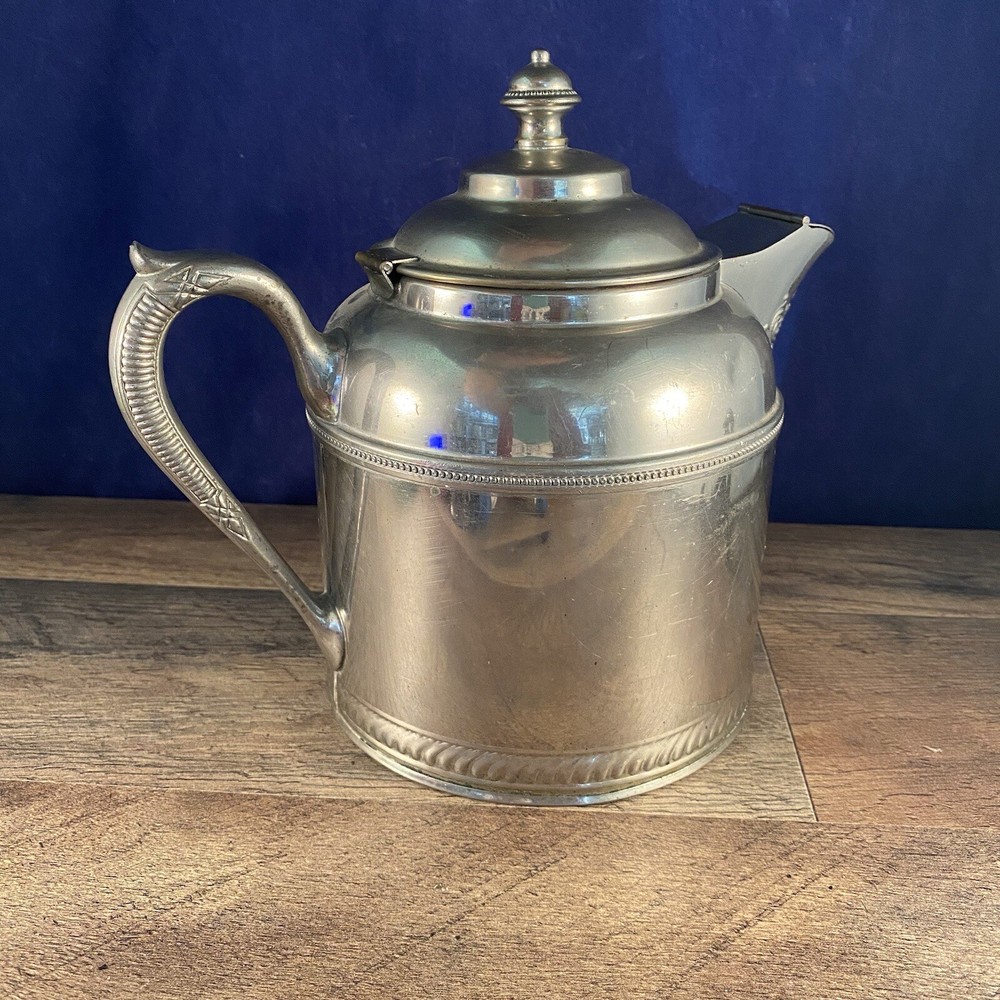 Manning Bowman Water Pitcher Teapot Decorated Silverplate Lidded