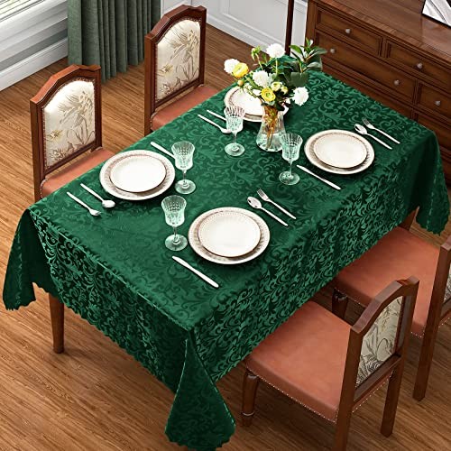 Damask Rectangle Tablecloth, Luxury Jacquard 84" x 60" (Rectangular) Green