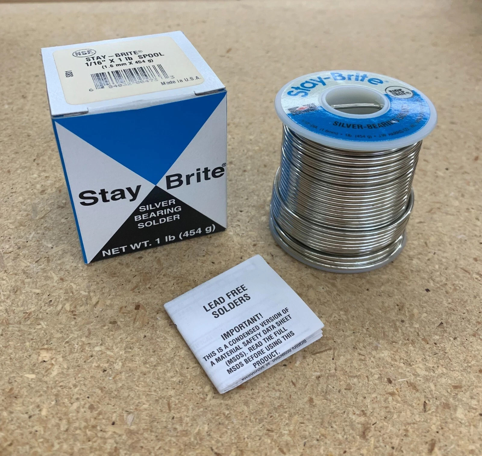NEW Harris Stay-Brite Silver Bearing Solder 1/16" diameter silver solder
