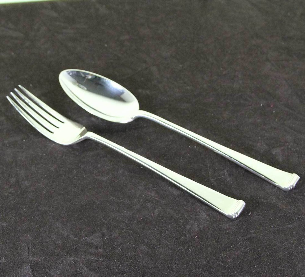 Silver Large Serving Spoon & Fork, Art Deco