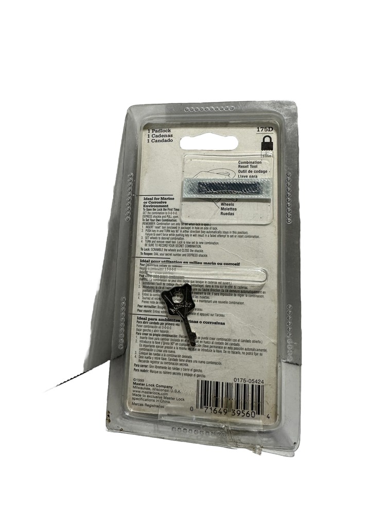 Master Lock 175D 1" Combination Padlock, Set Your Own Combination, Sinlge Pack