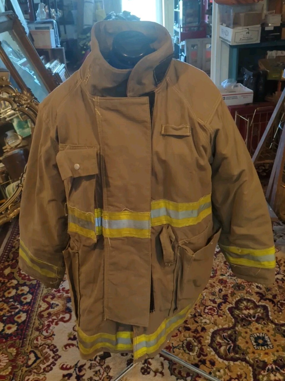Vintage Retired Firefighter Turnout JACKET FIRE COAT USED 48 X 32
