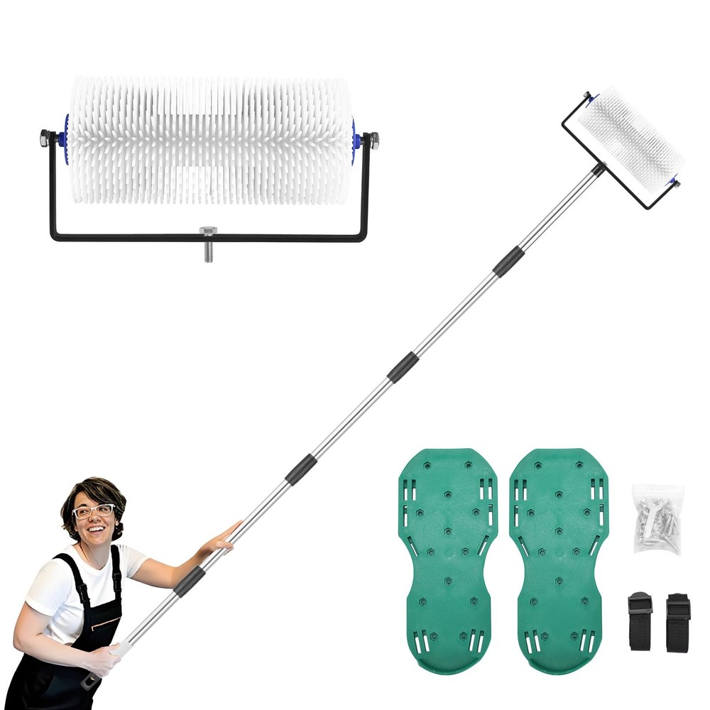 Spike Roller for Self Leveling Cement,9 Inch Screed Spiked Roller with 77'' E...