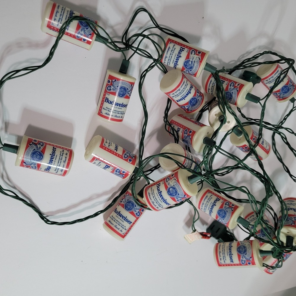 Vintage 1987 Mini Budweiser Beer Can String Lights