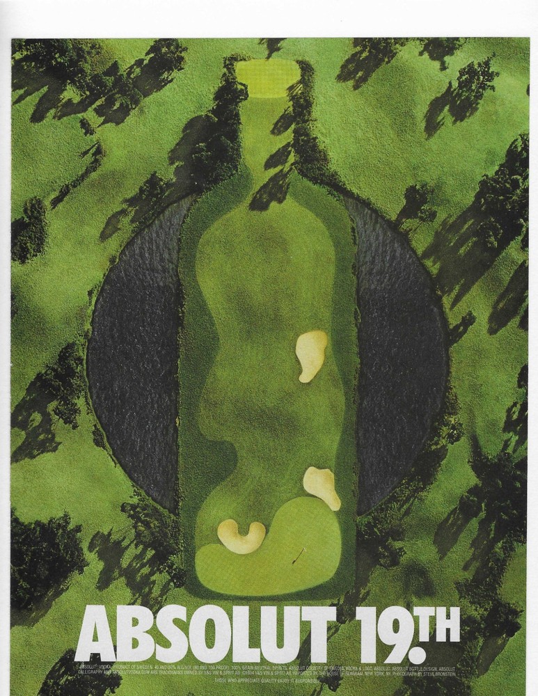 ABSOLUT 19th. VODKA  ORIGINAL PRINT AD