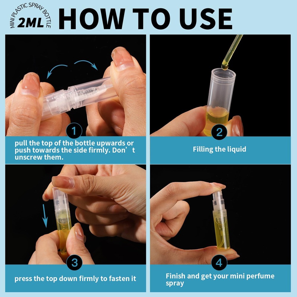 Mini Spray Bottle, 60PCS 2ml Mini Clear Plastic Spray Bottle Empty