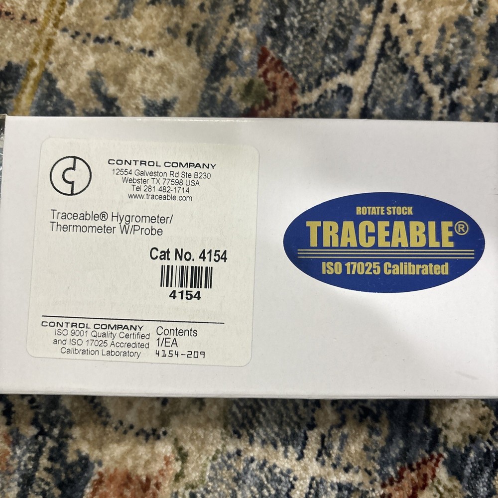 Control Company Traceable Hygrometer Thermometer W/Probe 4154