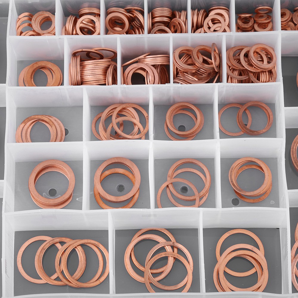 568Pcs High Quality 30 Sizes Copper Washers Flat Ring Set Kit With Plastic Box