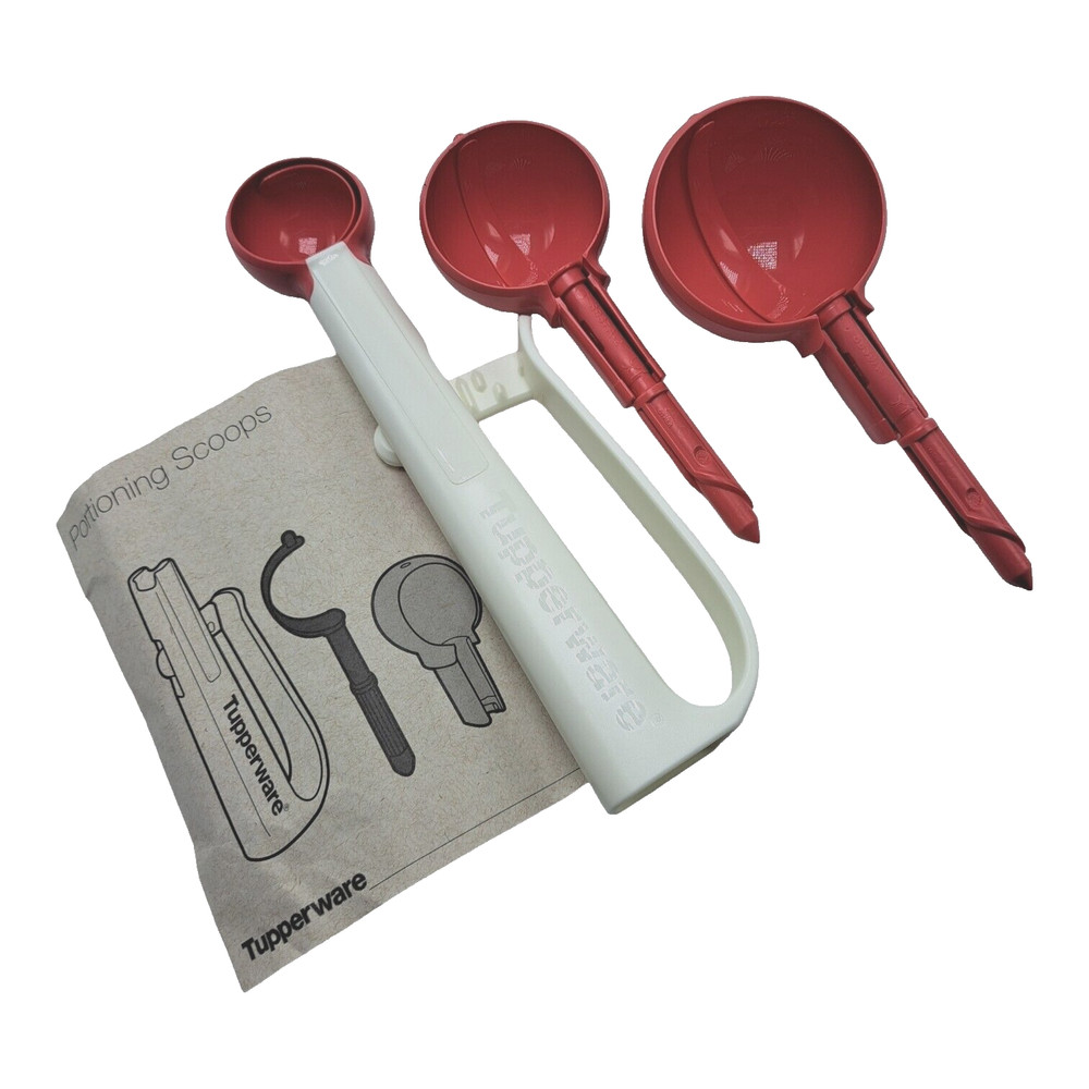 Tupperware Portioning Scoop Set Kitchen Tool 3 Portion Sizes Red