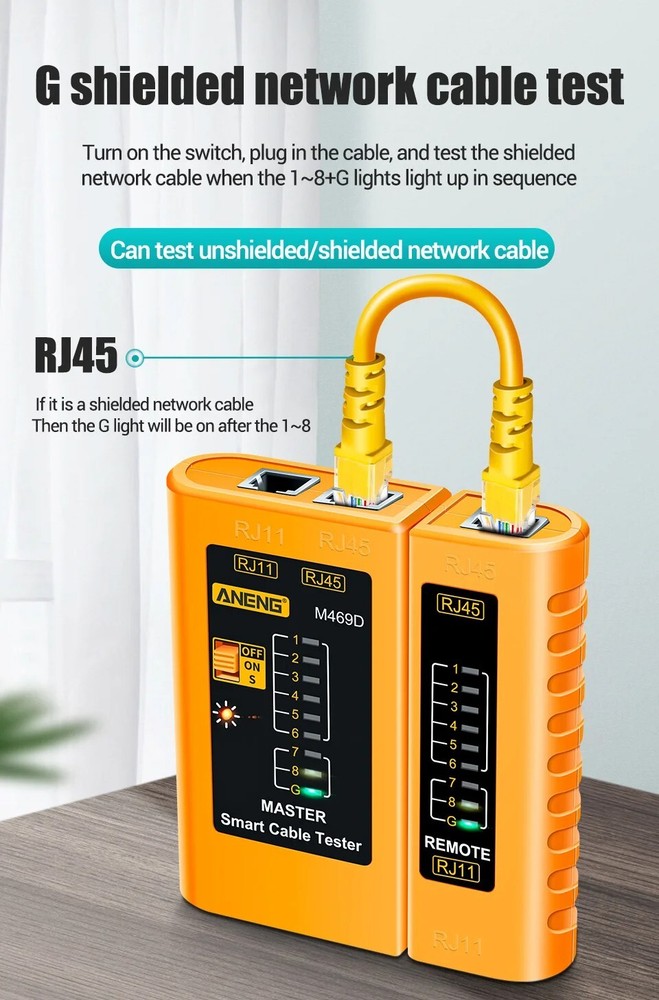 ANENG M469D RJ45 Network Cable Tester Ethernet Line Wire Remote Continuity USB