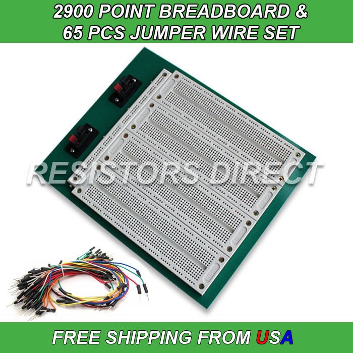 2900 Point Breadboard & 65pcs Jumper Wire Solderless PCB Prototyping NEW