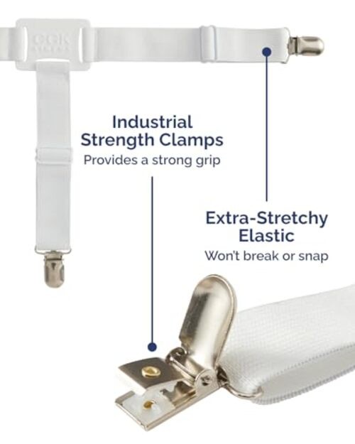 Bed Sheet Holders - Adjustable Elastic Fasteners with Metal Clips - Sheet