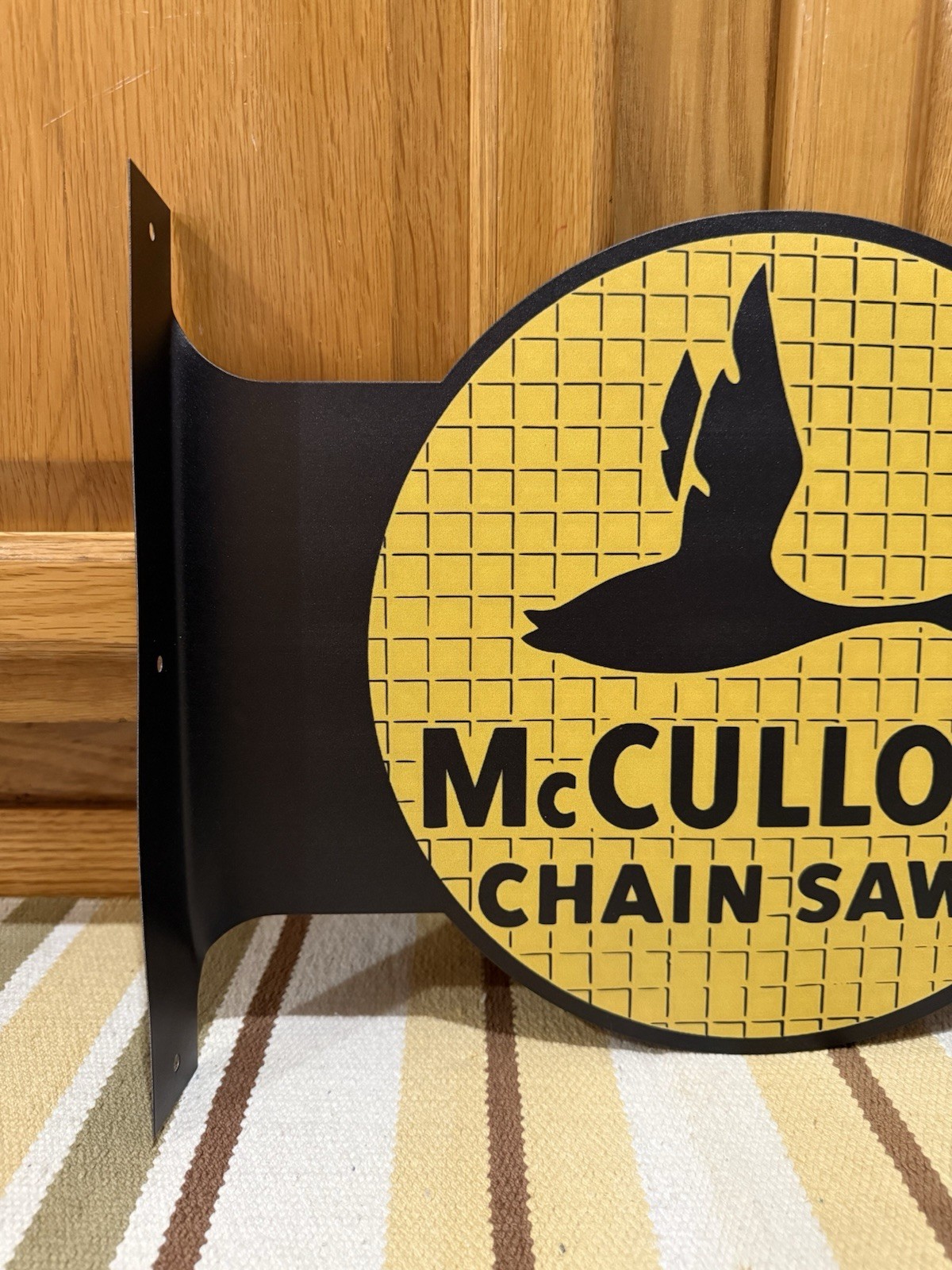 McCulloch Chain Saw Flange Sign Tree Double Sided Vintage Style Wall Decor