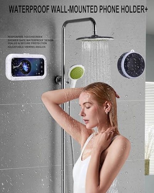 Shower Speaker Bluetooth Waterproof, Portable Wireless Bathroom Speaker with