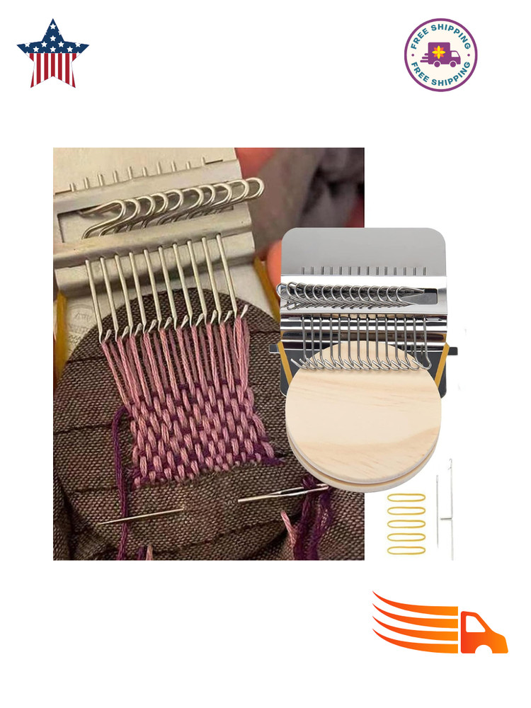 Small Loom Speedweve Type Weave Tool – Mini Darning Loom with 14 Hooks