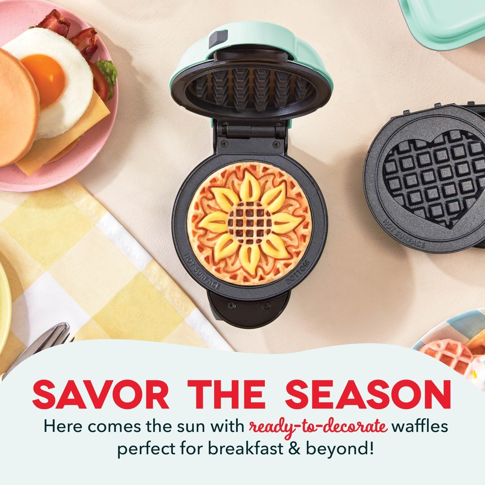 DASH MultiMaker® Mini System Two 4” Nonstick 2 Plates, Sunflower & Bee