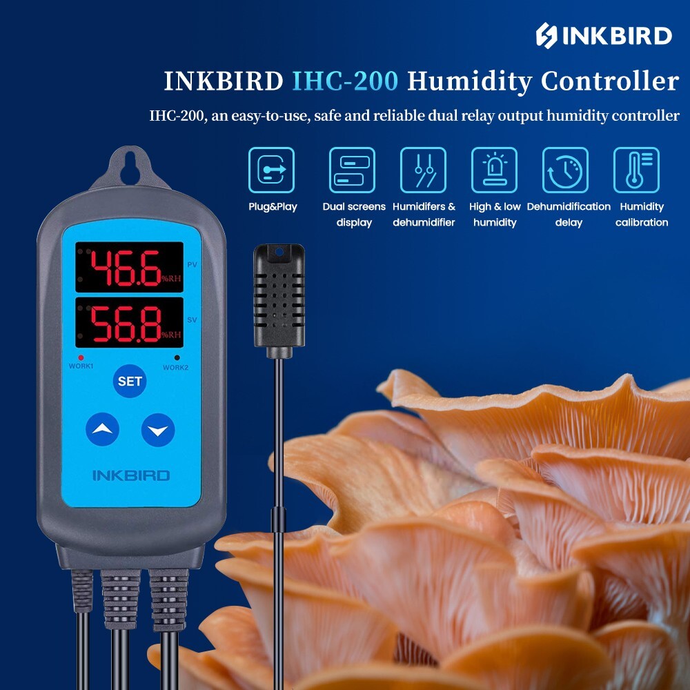 Inkbird IHC-200 Humidity Controller Pre-wired AC 110-240V Sensor US PLUG Humid