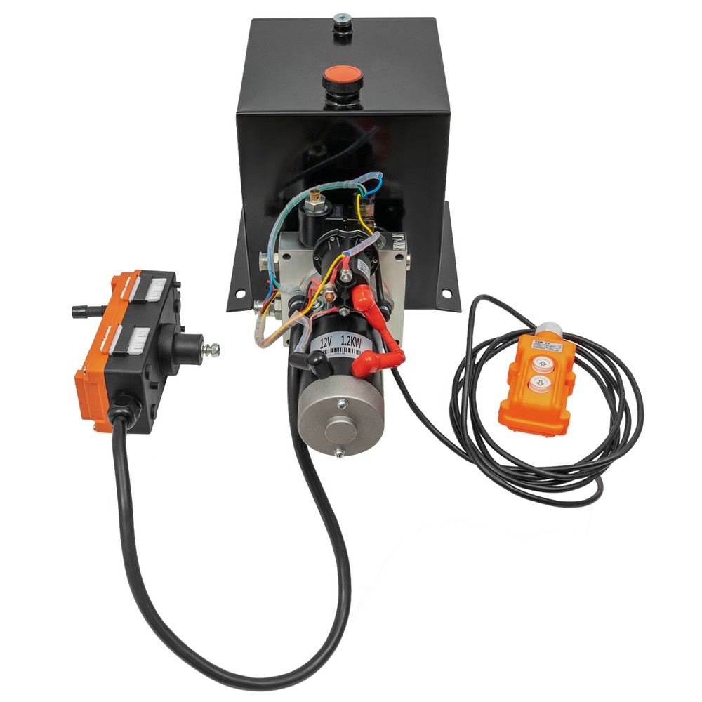 DC 12V 8 Quart Single Acting Hydraulic Pump Dump Trailer Power Unit Dual Control