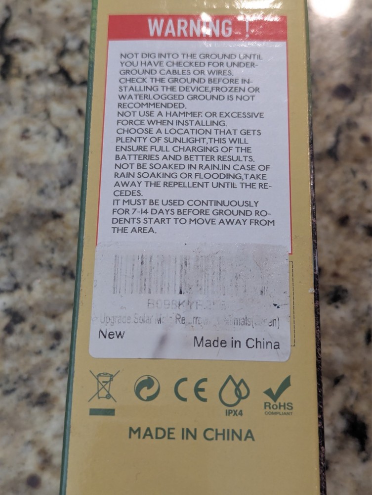 2 Pack Solar Powered Mole Repellent for Lawns, Waterproof Gopher Vole Repellent