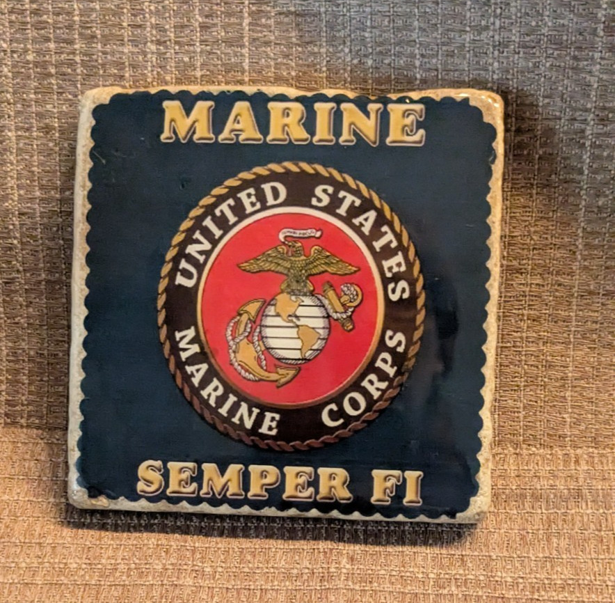 U.S. Marines Coaster Tile USMC 4 Inches Ceramic