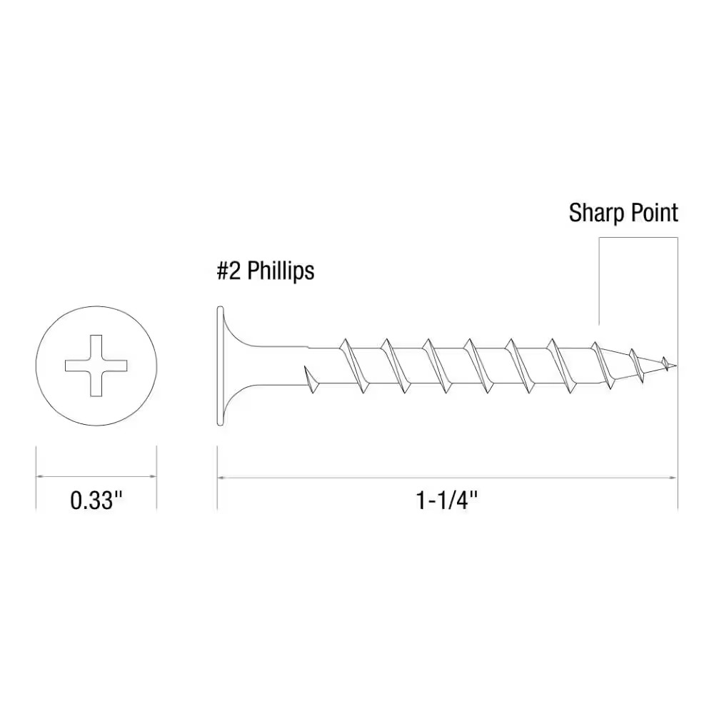 #6 X 1-1/4 In. #2 Phillips Bugle Head Coarse Thread Sharp Point Drywall Screws 2
