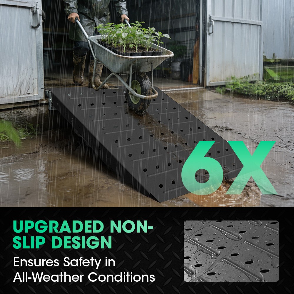 36" x 24" Shed Ramps for Riding Mower Anti-Slip Punch Plate Ramps for ATV Black