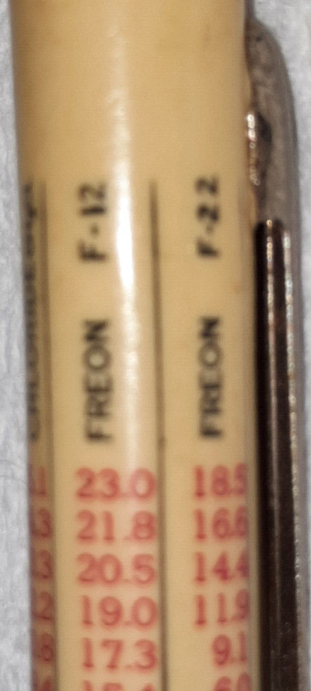 "AUTOPOINT*Pressure-Temperature Chart*Working Mech Pencil "Refrig. Equip. Co."