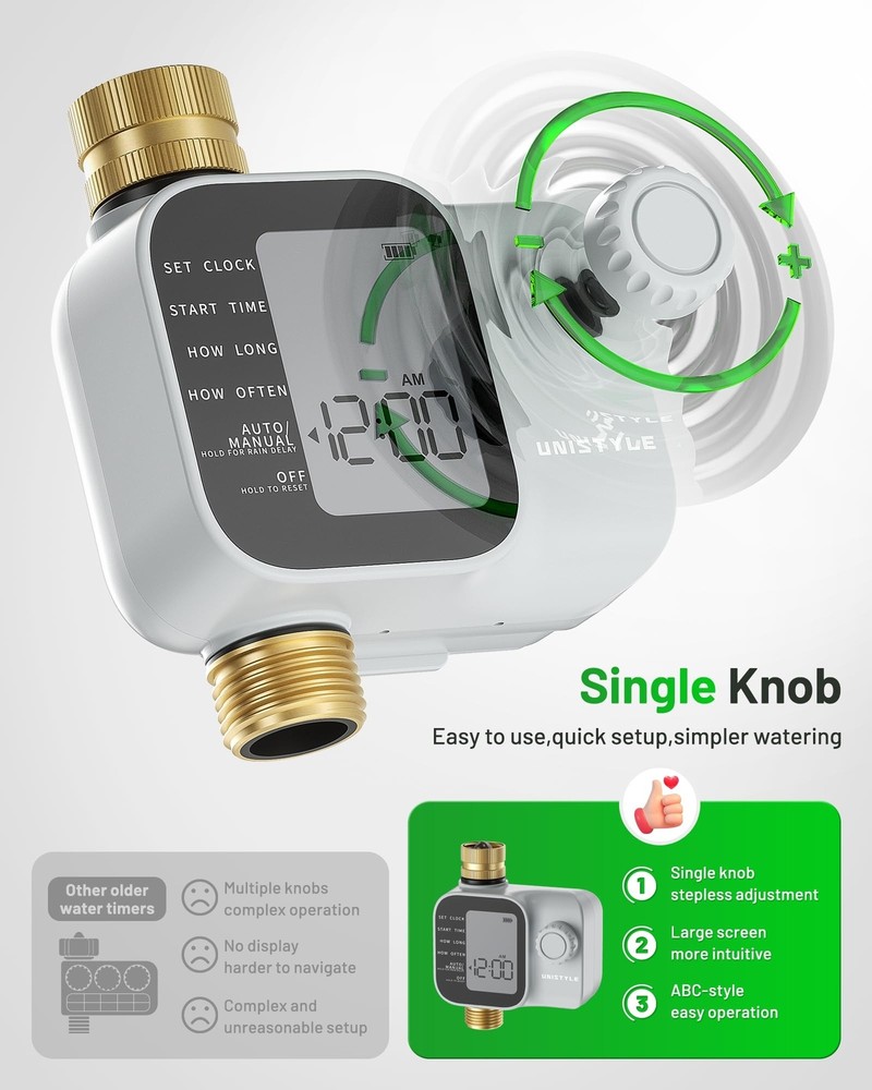 [2026 Upgrade] Sprinkler Timer with Brass Inlets & Outlets, Unistyle Programm...