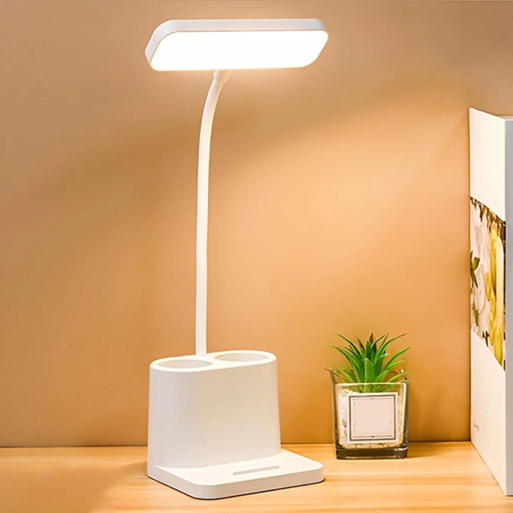 USB LED Desk Light Dimmable Bedside Reading Lamp Rechargeable Touch Control USA