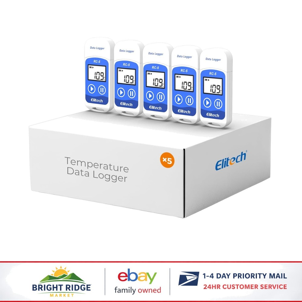5-Pack Multi-Use Temperature Logger with USB Connectivity and Battery Included