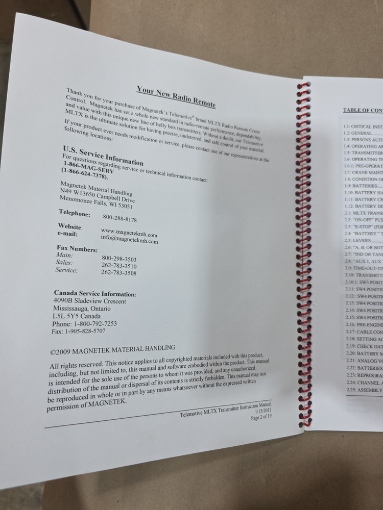 Magnetek MLTX Transmitter Manual