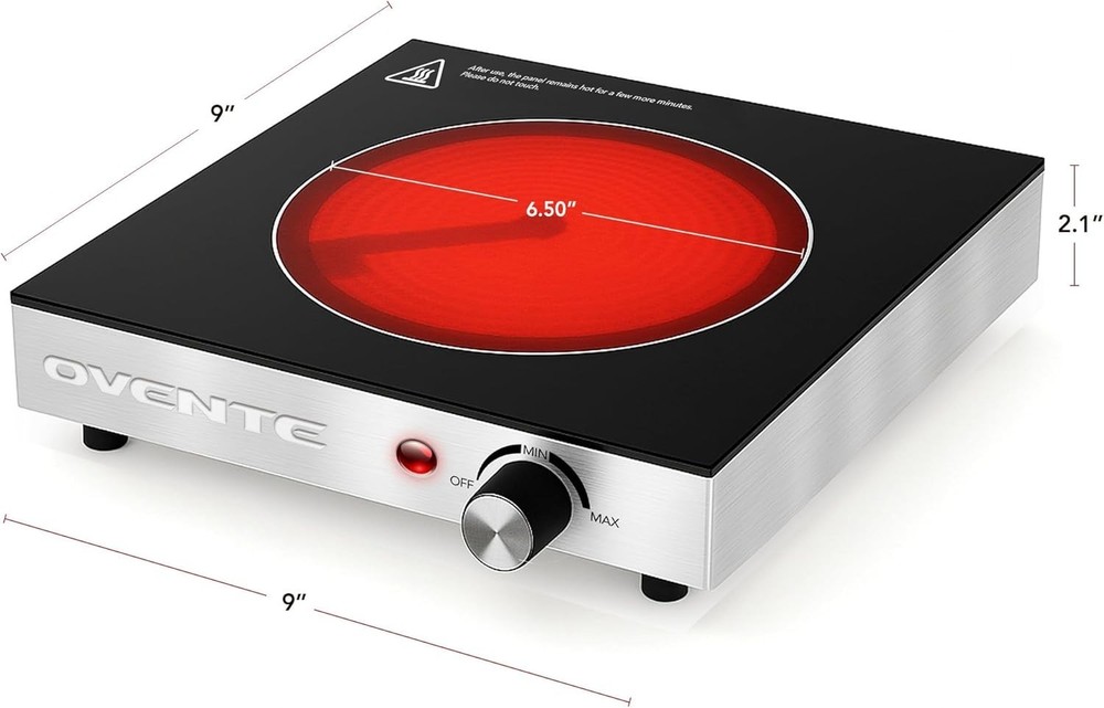 Infrared Ceramic Single Burner, 1200W, Black