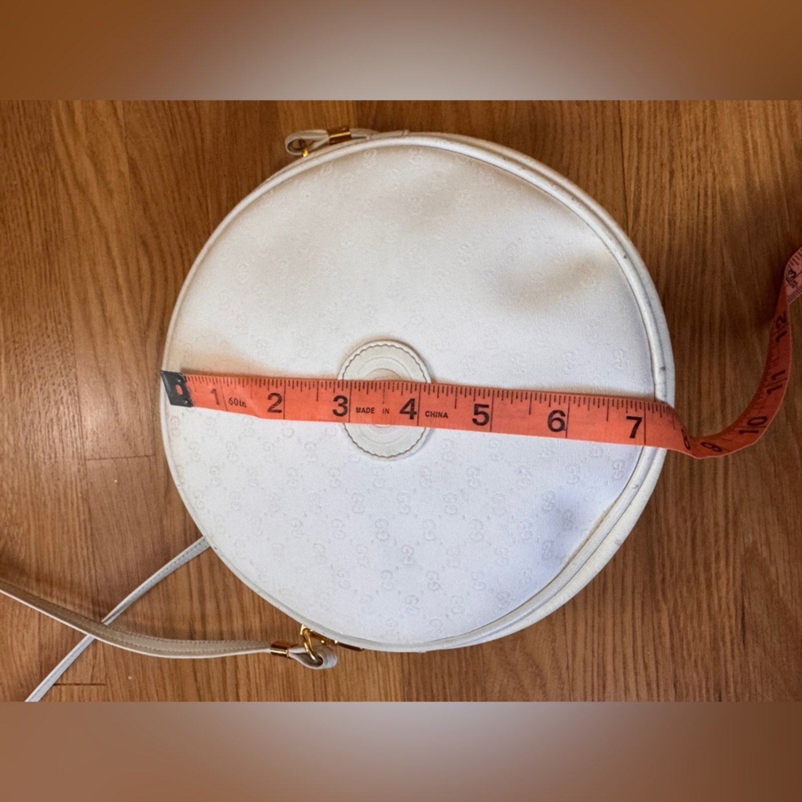 80s Vintage White Gucci Micro GG Canteen Bag