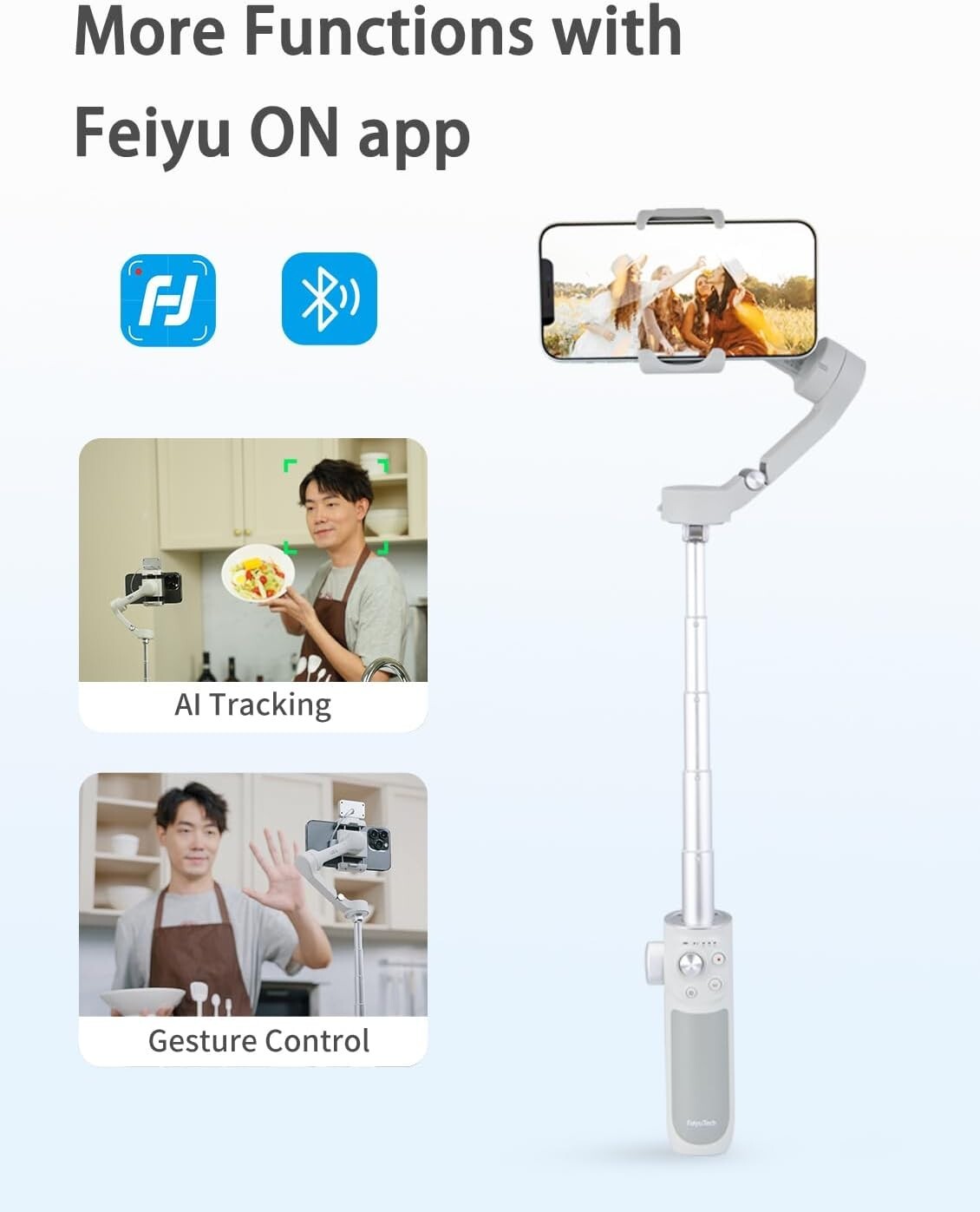 FeiyuTech VB4, 3-Axis Smartphone Gimbal Stabilizer,8.4’’Built-in Extendable Pole