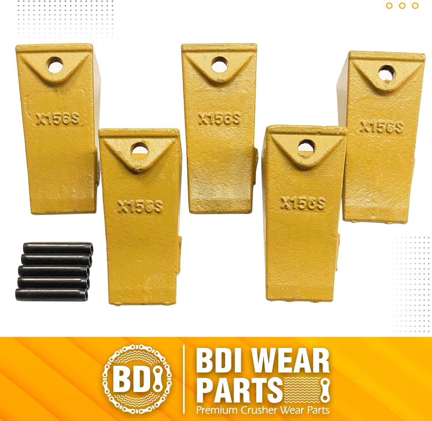 5x X156S Backhoe Bucket Teeth with Pins for Skid Steer and Mini Excavator Bucket