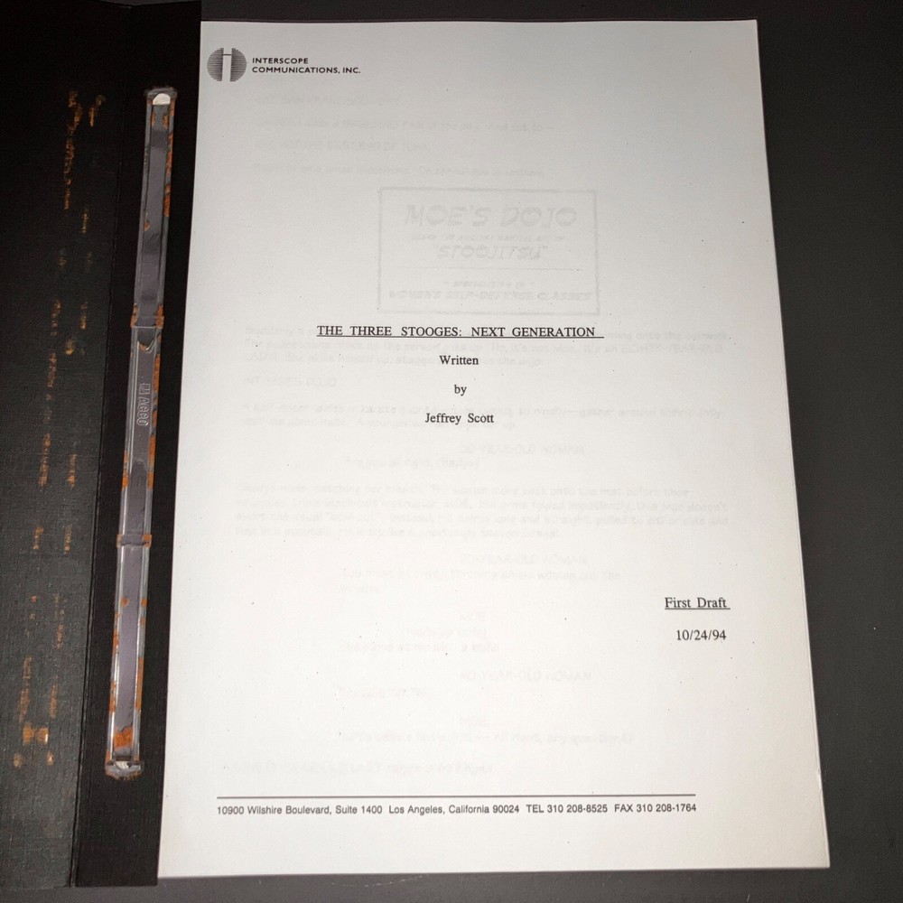 THREE STOOGES: NEXT GENERATION (10/24/94) 1st Draft Interscope Covers + COA!