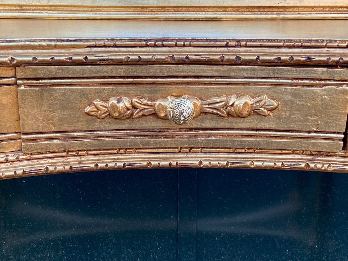 Vanity table with mirror French Louis XVI 1940s Gilt Beech Dressing Set