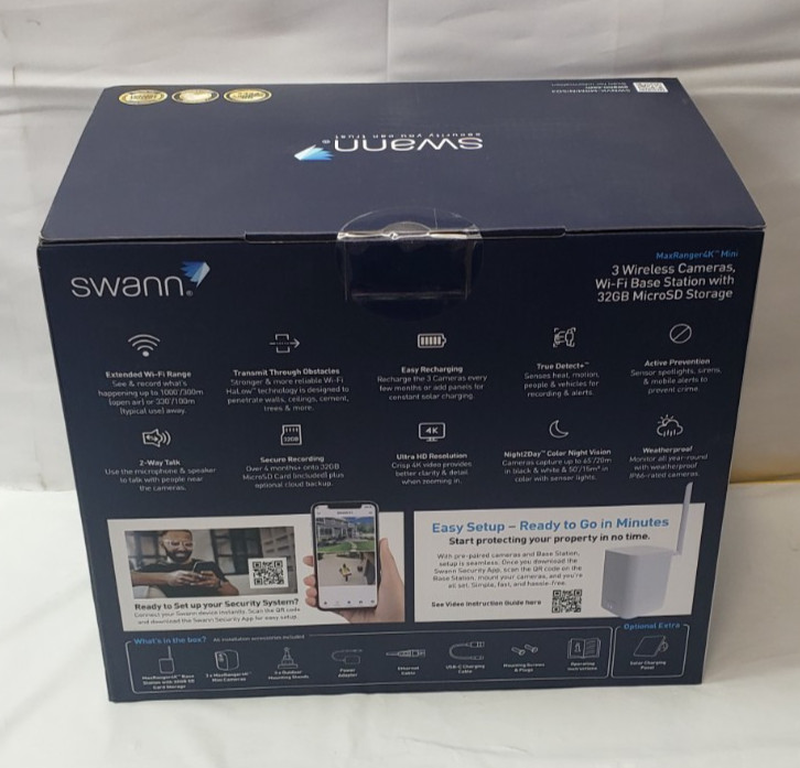 Swann MaxRanger 4K 3-Camera Long-Range Wireless Security System