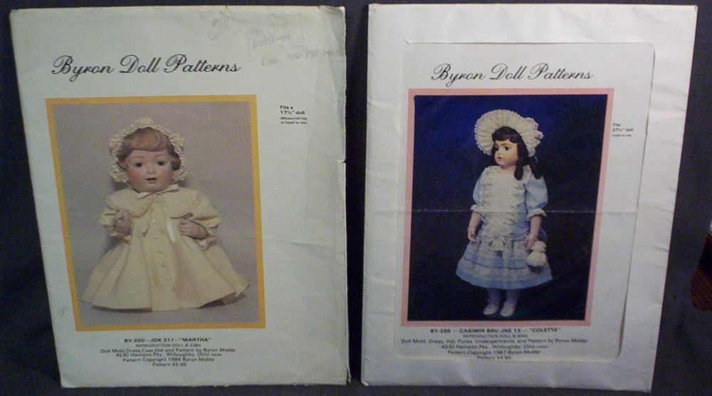 10 DIFFERENT VINTAGE BYRON DOLL PATTERNS - ALL COMPLETE - 1 UNCUT