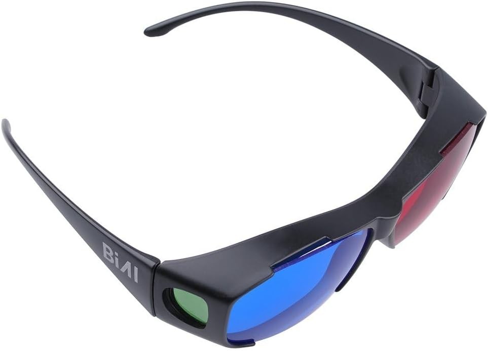 BIAL Red Blue Cyan Anaglyph 3D Glasses for Movies Games Simple Style