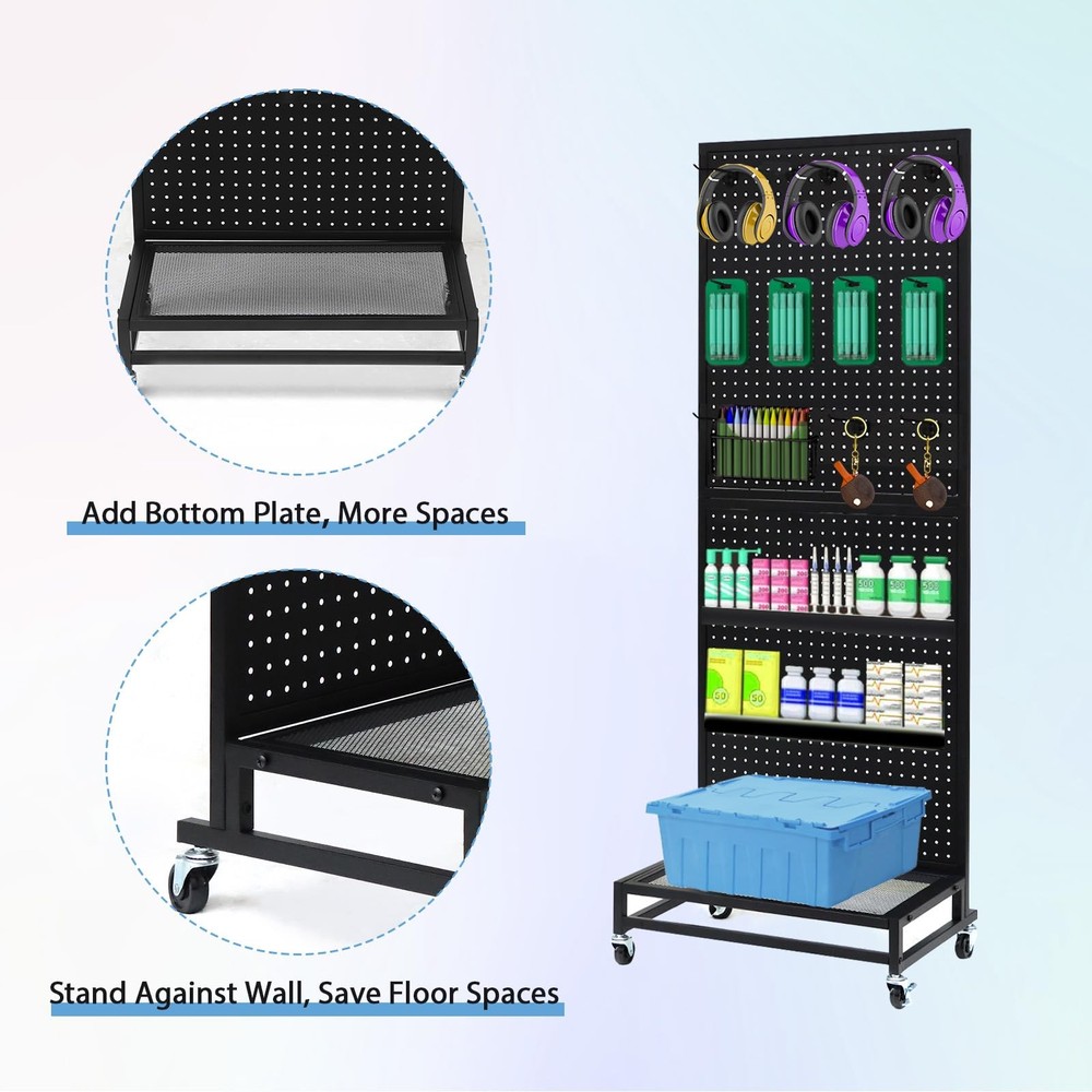 NectaCol Metal Pegboard Display Stand with Baseplate, Two Separately Pegboard...