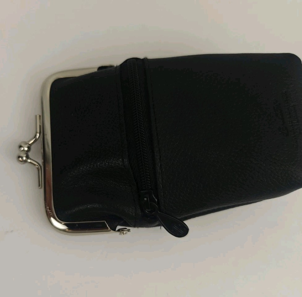 BUXTON Leather Cigarette Case, Black Silver