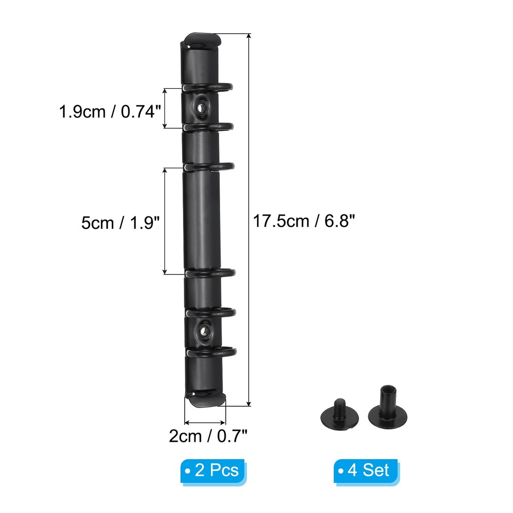 A6 Ring Binder Mechanisms, 2 Set 6-Hole Replacement Binder Planner, Black