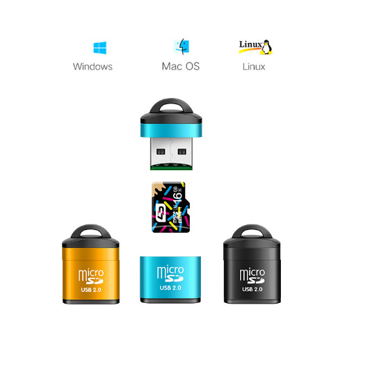 5pcs Mini TF Card Reader Computer USB Fast Speed MicroSD Card Reader With Chain