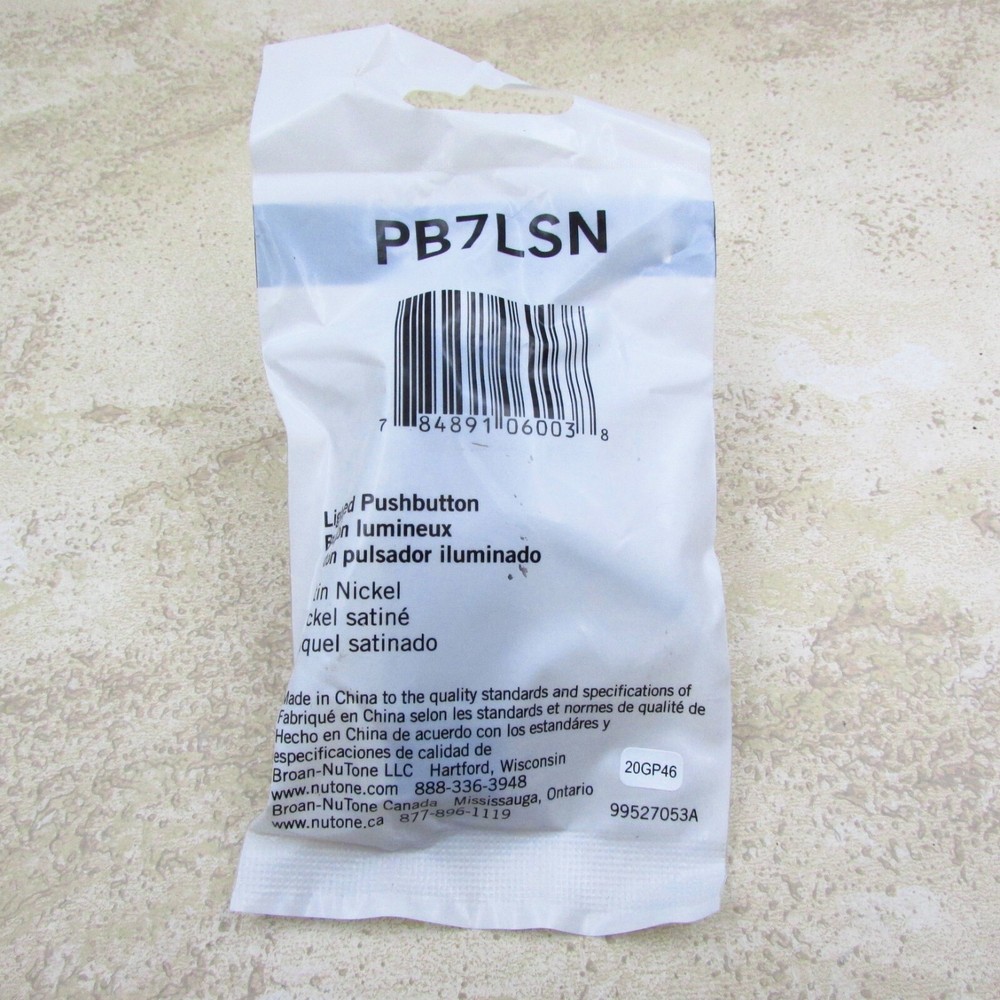NuTone PB7LSN Wired Lighted Rectangular Satin Nickel Pushbutton Doorbell Button