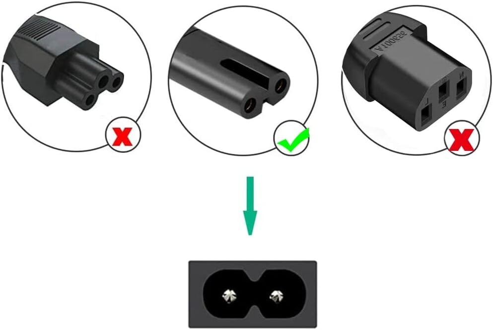AC Power Cord 2 Prong Cable for PS 5 4 3 2 Slim XBOX PC Laptop PSV Monitor TV