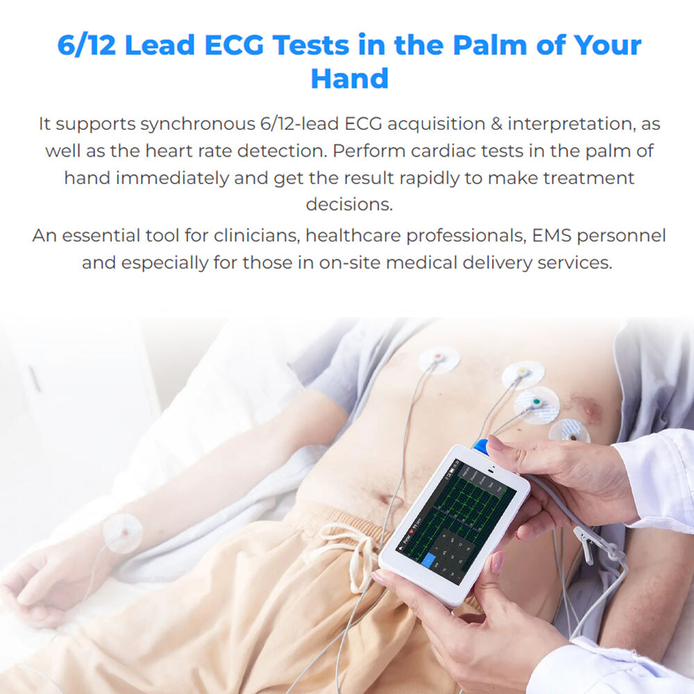 NEW 6/12-lead Electrocardiograph ECG EKG Machine + Glasgow ECG Interpretation