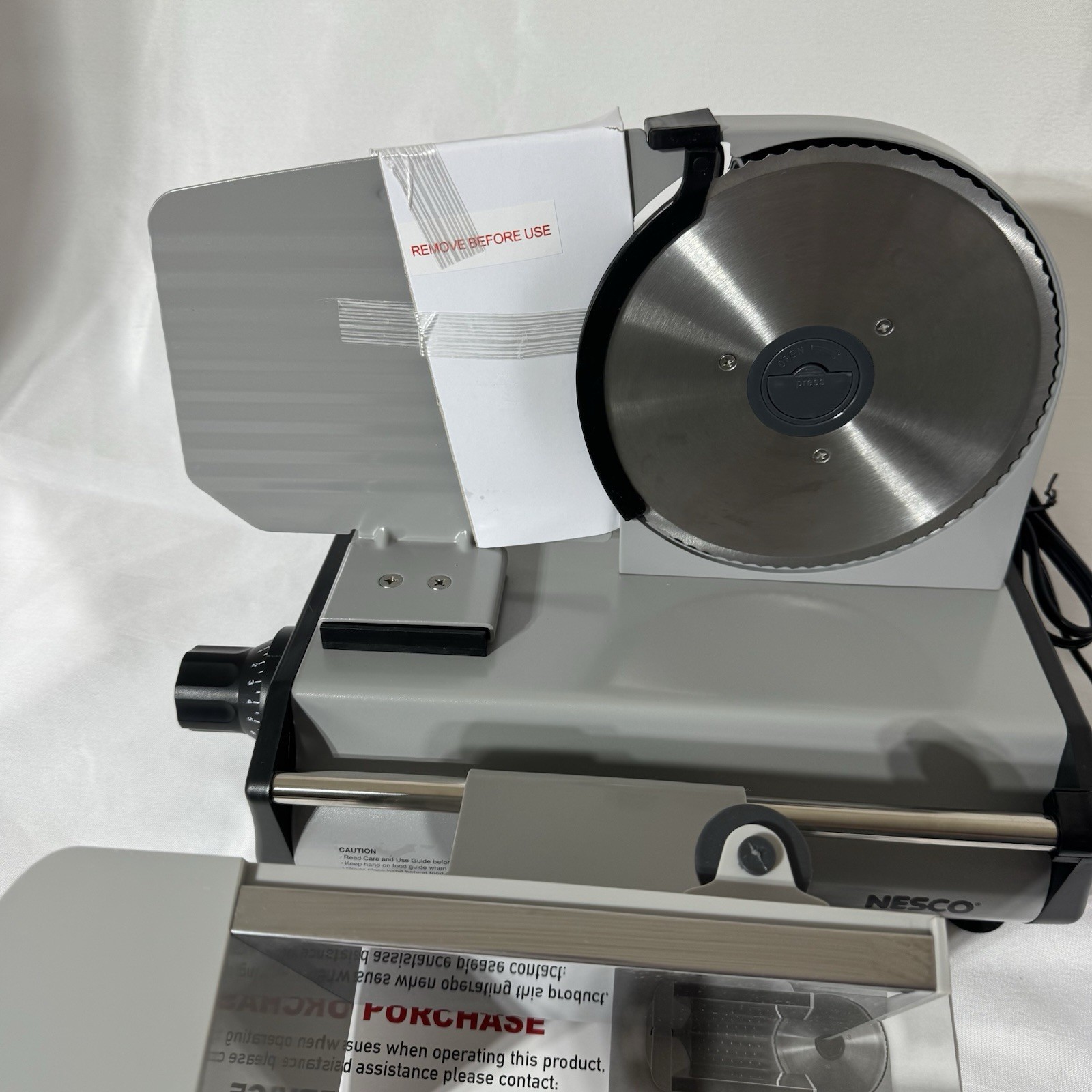NESCO Stainless Steel 7.5” Food Slicer Adjustable Thickness Silver FS-200 TESTED