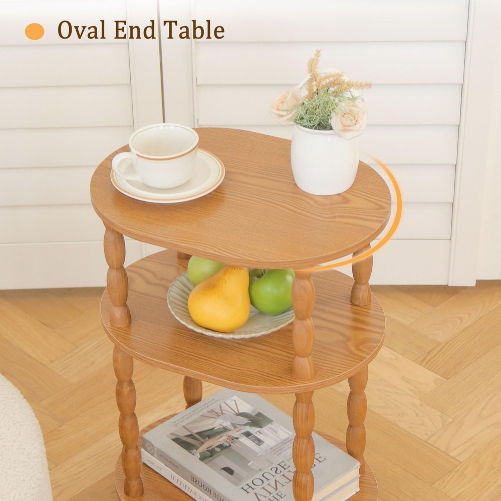 End Table Small Side Table For Small Spaces Modern Oval Night Stand Brown